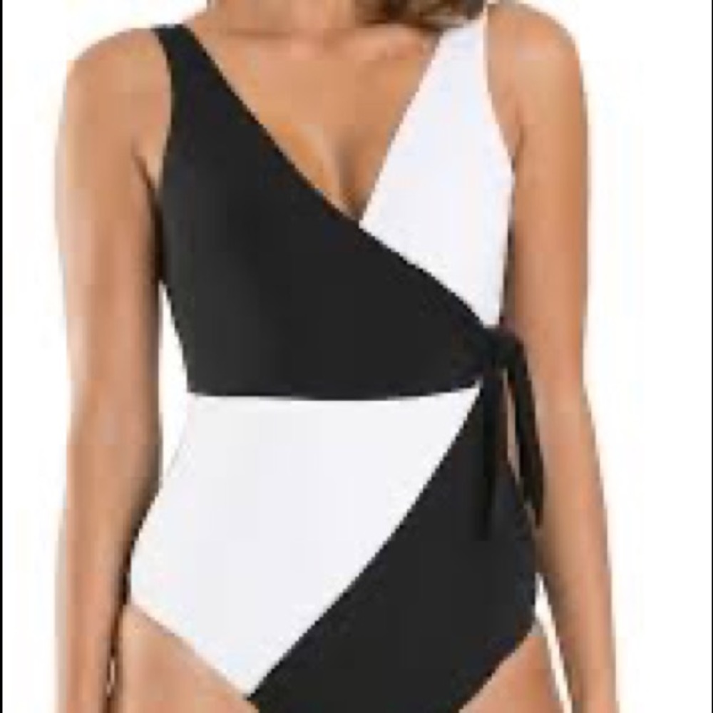 Jets Black/White Classic Wrap One Piece